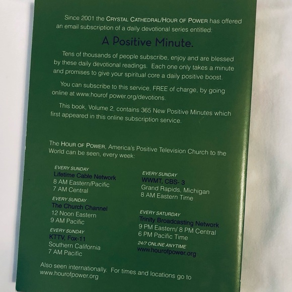 Book "A Positive Minute" Encouraging Daily Inspiration Hour of Power Christian - Picture 2 of 4